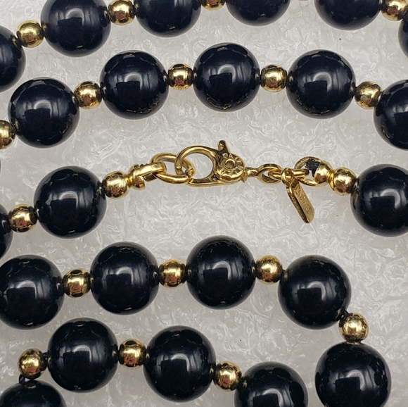 Monet Navy and Gold Beaded Necklace - Picture 4 of 9